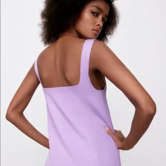 ZARA Light Purple Square Neck Dress - Picture 2 of 4